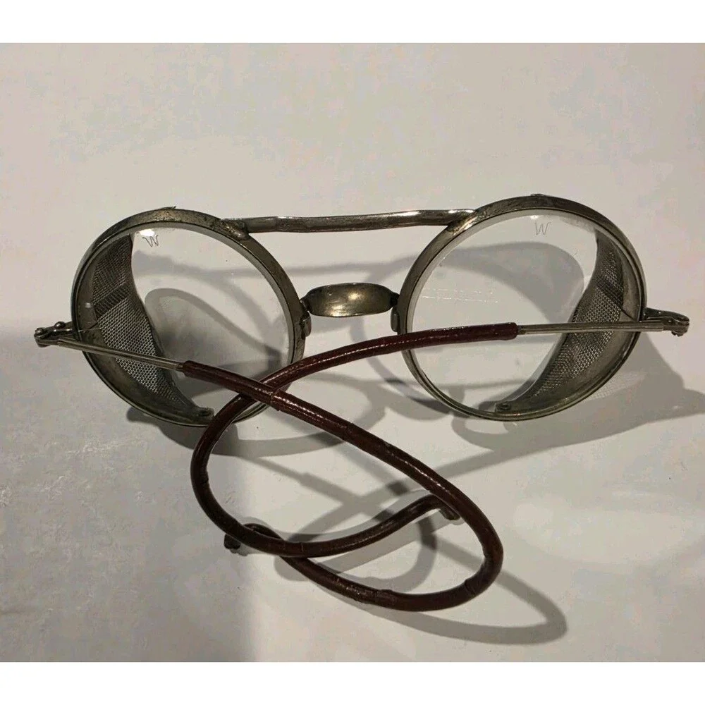 WILLSON B Safety Glasses Round Clear Lenses Metal Mesh Side Shields Vintage